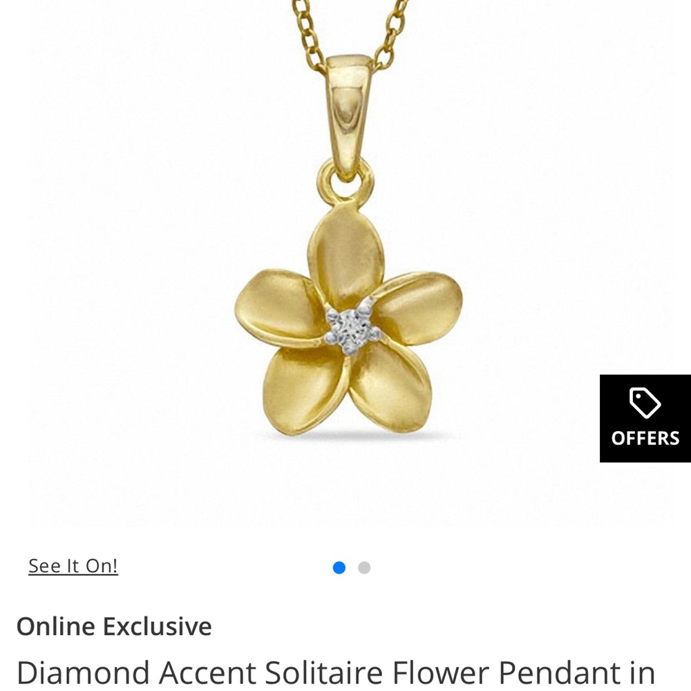 Zales Gold Floral Necklace with Diamond Accent